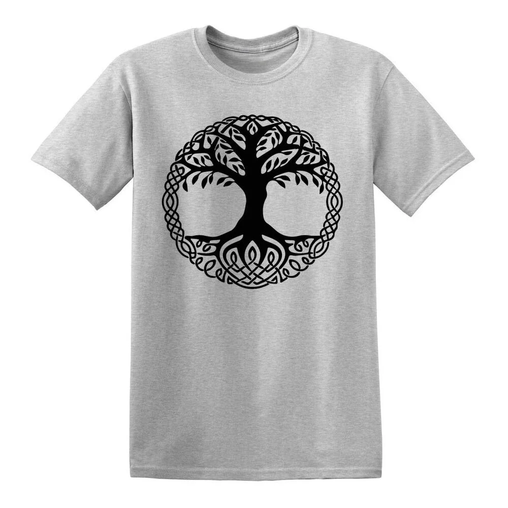 Yggdrasil Tree Cotton T-Shirt Tree of Life Celtic Tribal Tattoo Gift Oak King T Shirt Men\'s Outdoor Comfort Short Sleeve Tops