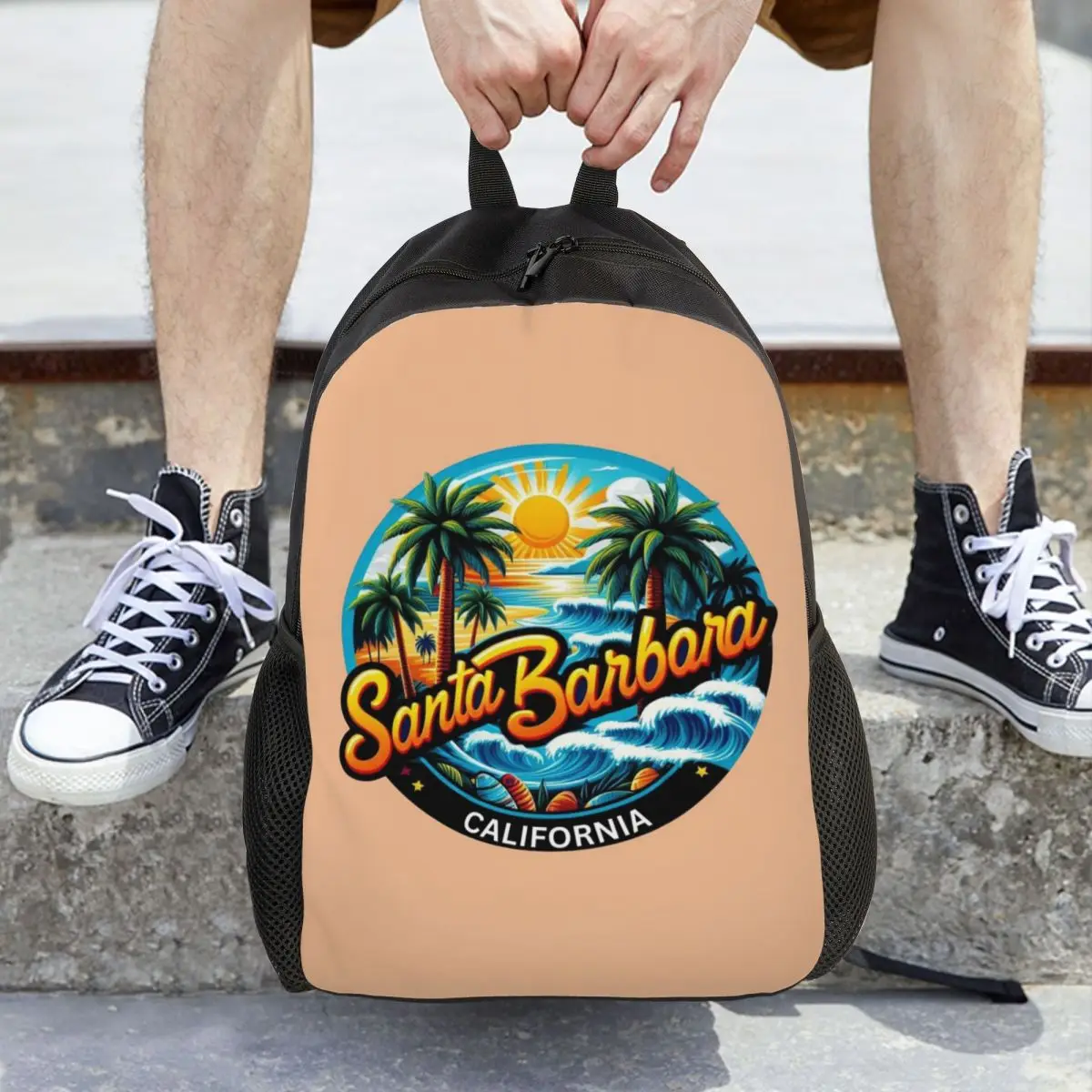

Санта-барбара, Калифорния, США, рюкзак, рюкзак, большая вместительная детская сумка для книг, школьная сумка, сумки на плечо для мужчин и женщин