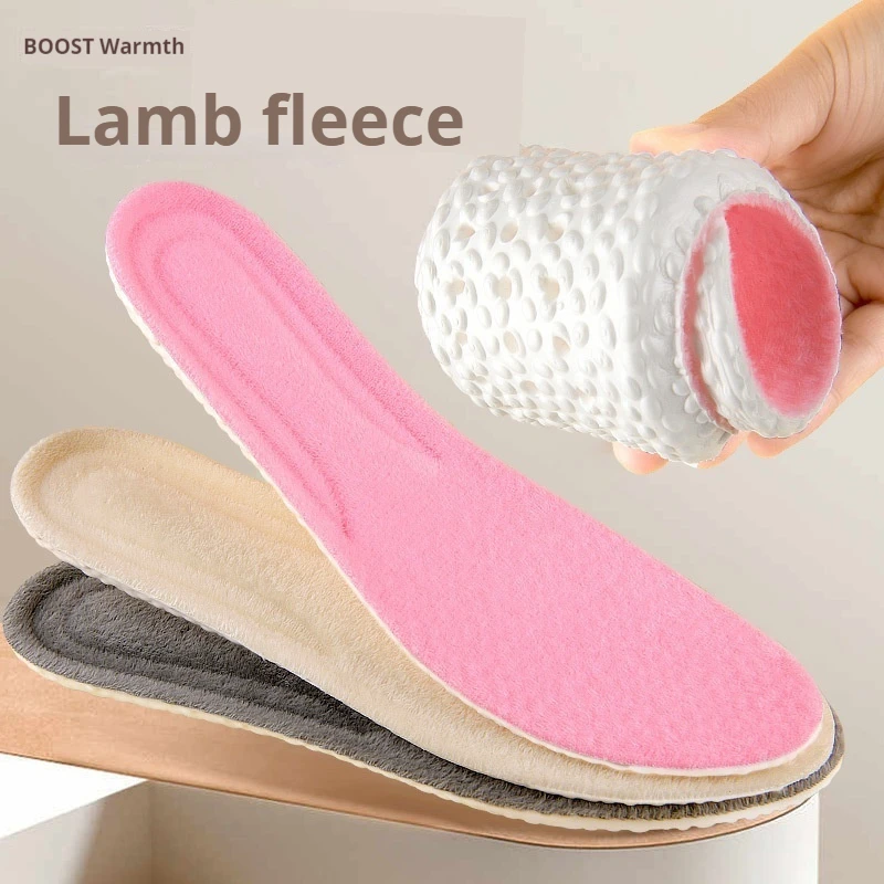1 Paar/2 Paar neue bequeme stoßdämpfende Schuhpolster Unisex Winter-Alpaka-Woll-Einlegesohlen Weiche, verdickte Fußwärmende Einlegesohle