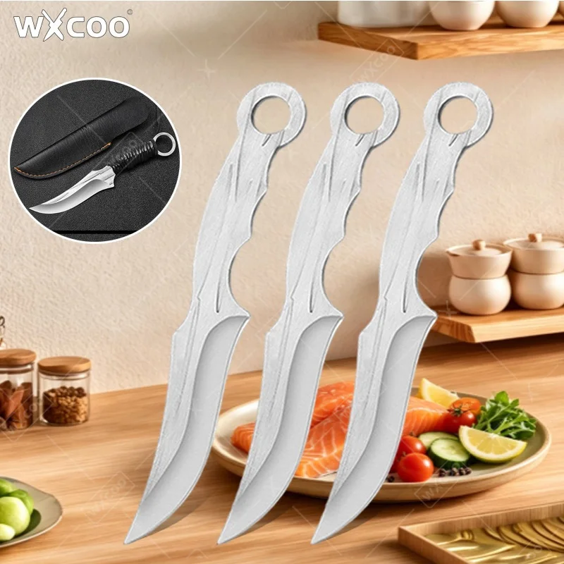 WXCOO Multifunctional Kitchen Knife with sheath Ideal for Household Meat Cutting BBQ Butcher Knife Handmade Forged Fruit Knife