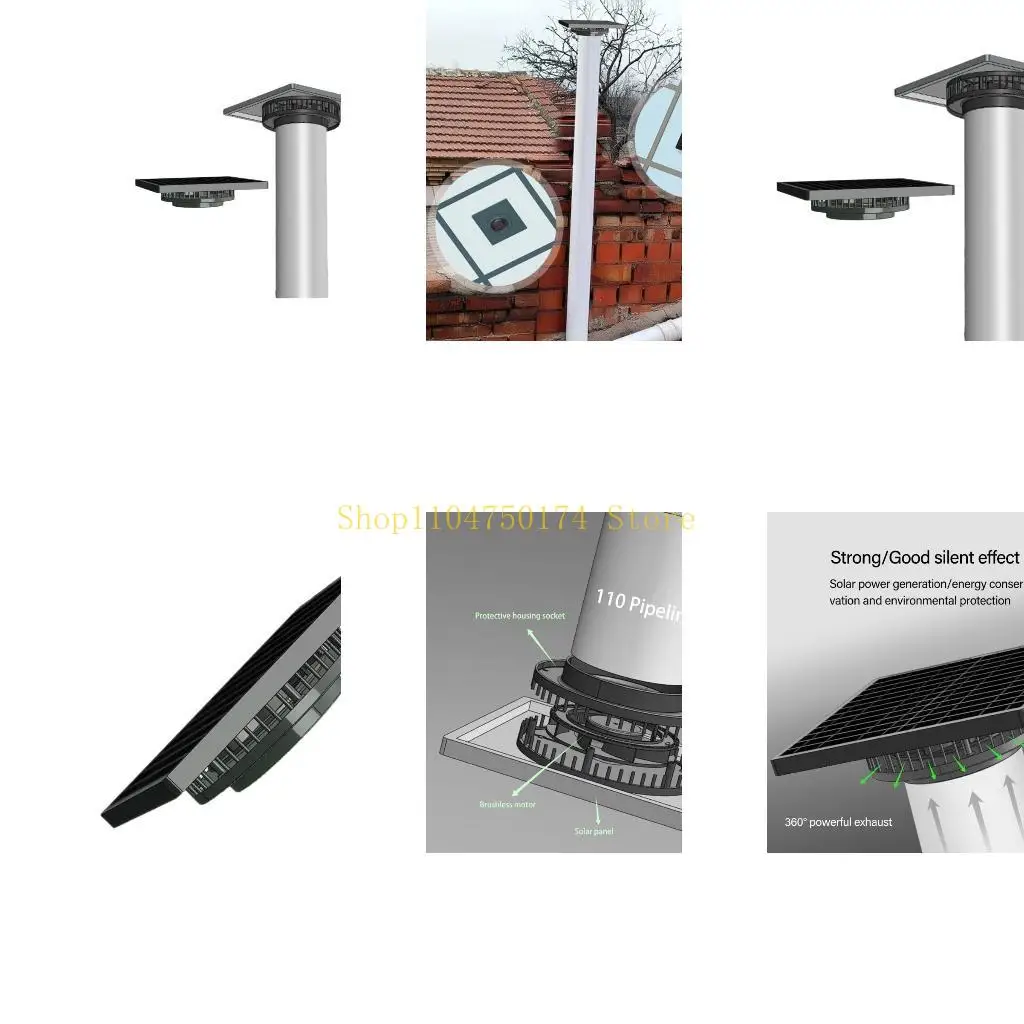 

Practical Quiet Solar Roof Vent Fan Universal 110 160mm Pipe Size Automatic Heat Extraction Sturdy Metal Housing top sale