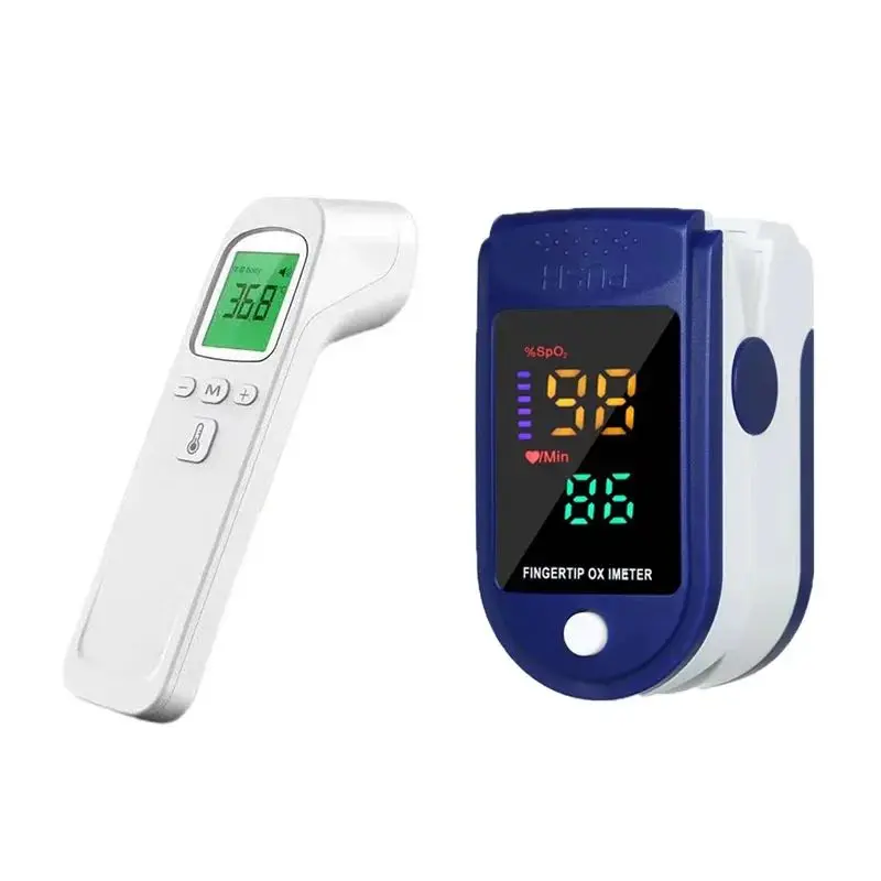 2-in-1 Household Infrared Forehead Temperature Gun Electronic Thermometer Accurate Finger Clip Type Pulse Oximetry Oximeter