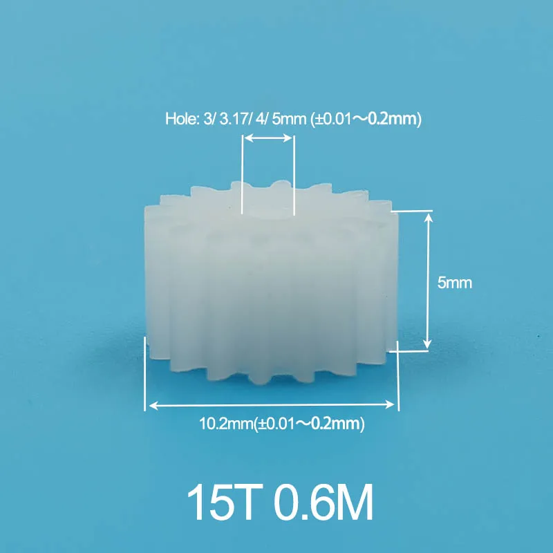 15T 0.6M POM Plastic Spur Gear 15 Teeth OD10.2mm DIY Toy Model Motor Repair Parts Z15 Pinion 153A 154A 155A 153.17A