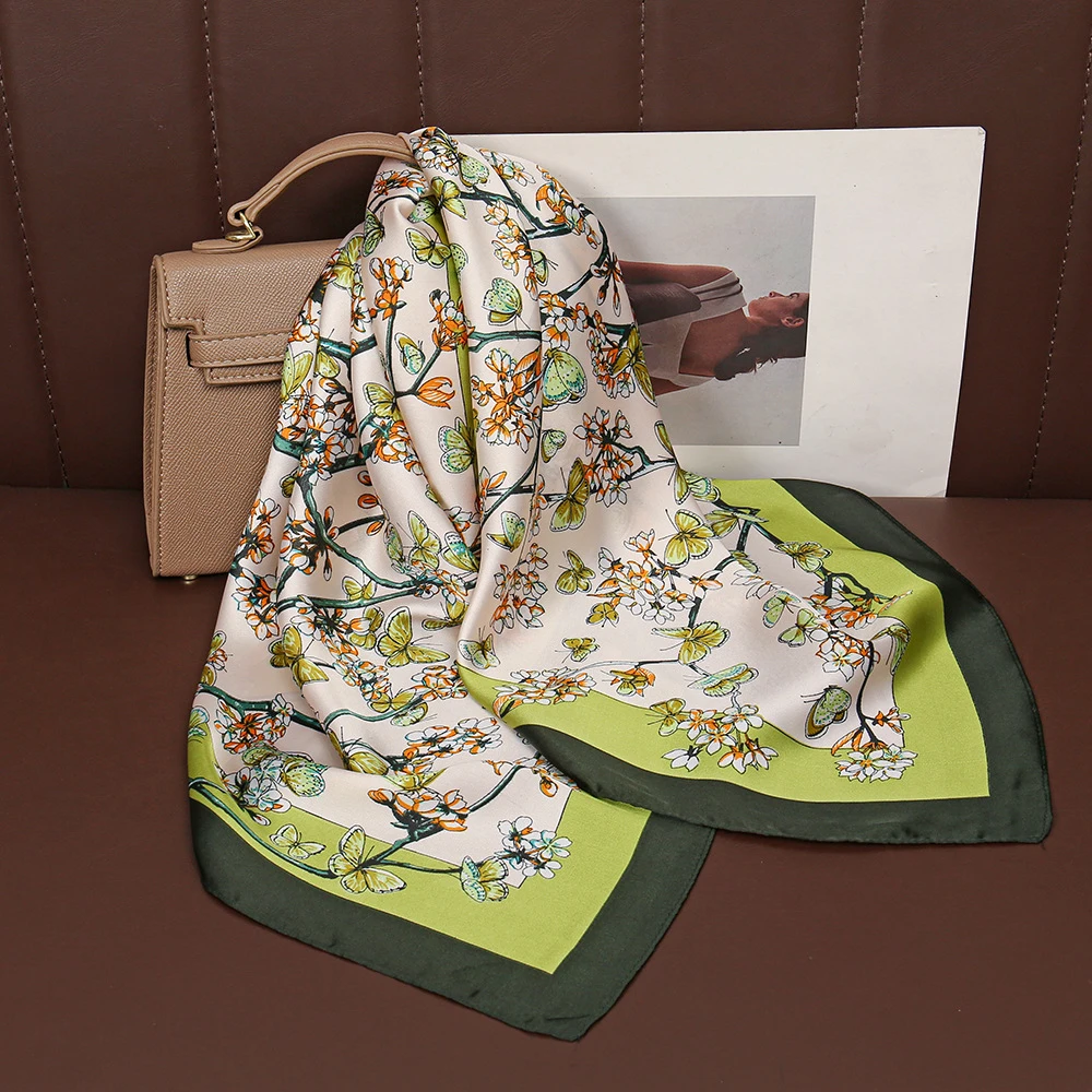 

Fashion 70*70cm Hair Scarf Bohemia Style Sun Protection Hairbands Smooth Bandana Clothing Bags Neckerchief Women