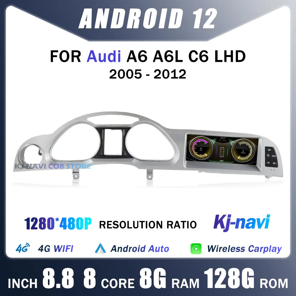 

Автомагнитола 8,8 дюйма, 4G Lte, Android 12, для Audi A6 A6L C6 2005 - 2012 LHD