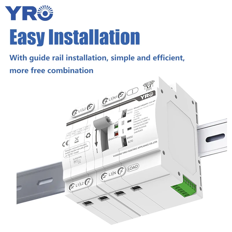 YRO Din Rail 2P ATS interruttore di trasferimento automatico a doppia alimentazione selettori elettrici potenza ininterrotta 2P 230V 63A