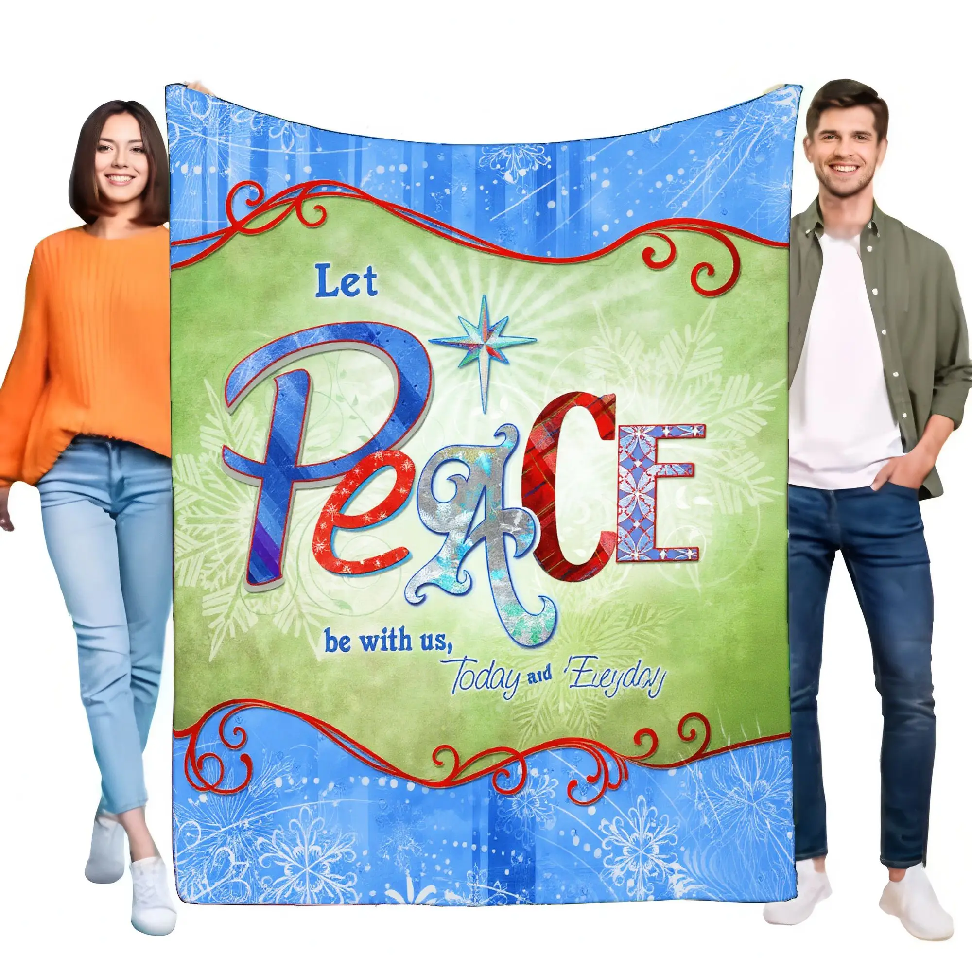Cozy Let Peace Be With Us Blanket Soft Stylish Bed Sofa Throw Perfect Gift for Home Decoration
