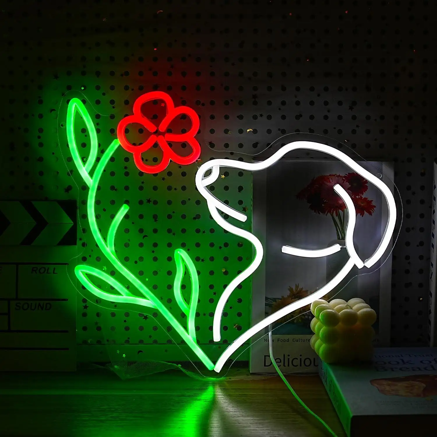 

Cute Dog Neon Sign USB Dimmable Neon Lights for Pet Shop Flower Shop Bedroom Girls Room Decor Gifts For Lover Night Light