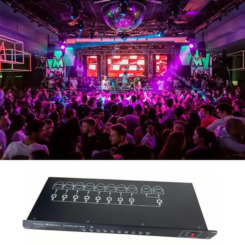 8 طرق مكبر صوت أحادي ضوء المرحلة dmx512 توزيع مكبر للصوت بار نادي الحفل تظهر العزلة الكهروضوئية وحدة التحكم البصرية