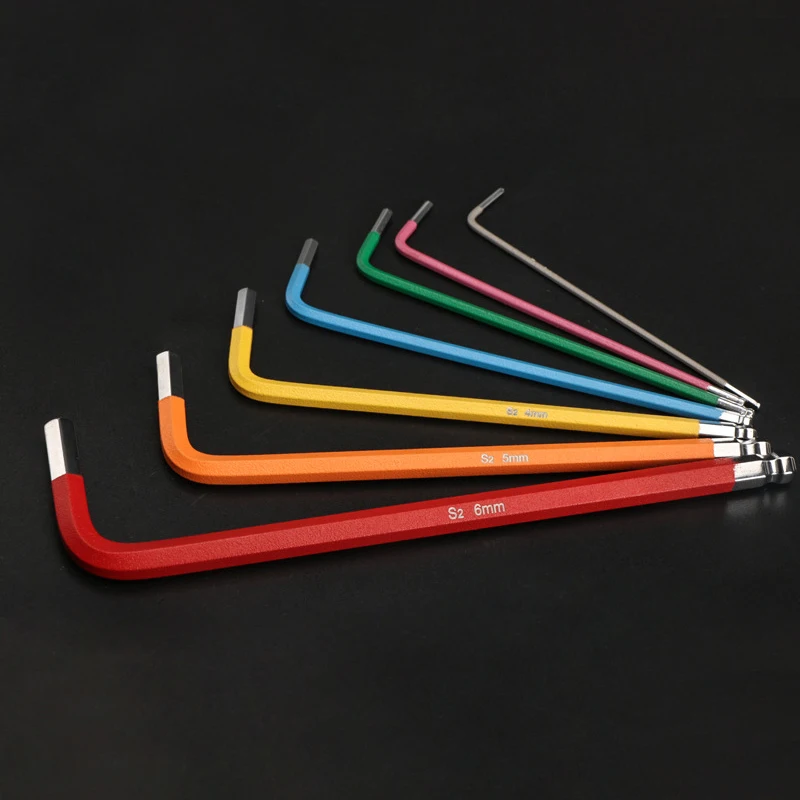 7Pcs/set Color Coded Ball-End Hex Allen Key Sleeve Hand Tools For Car Bicycle Accessories