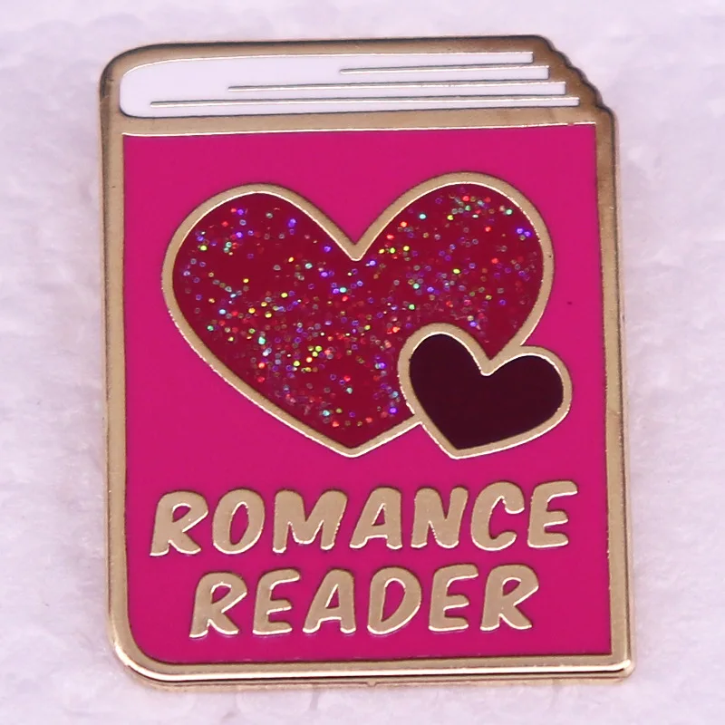 A2423 Pink glitter romance reader Lapel Pins for Backpack Enamel Pin Women Brooches on Clothes Badges Jewelry Accessories Gifts