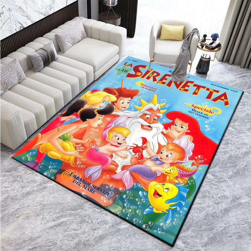 

The Little Mermaid Princess Large Area Rug Carpet Home for Living Room Children Kids Bedroom Sofa Doormat Floor Non-slip Mats