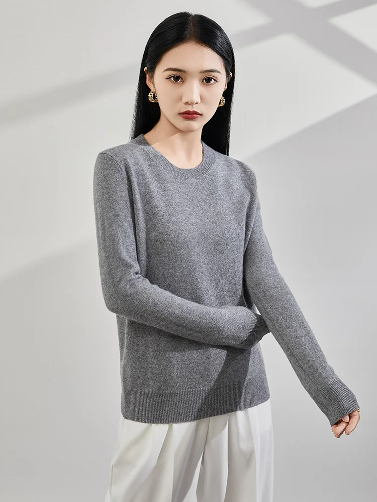 

New Chic Women 100% Cashmere Pullover Autumn Winter O-Neck Casual Basic Slim Cashmere Sweater Warm Soft Long Sleeve Clothing