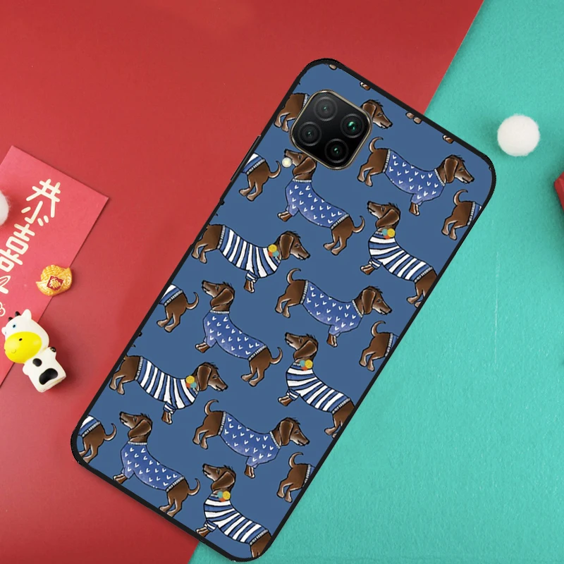 Etui na telefon Huawei Nova Y73 Y70 Y72 Y60 Y90 Y61 Y91 8i 7i 11i 12i 12s 9 10 SE P20 P30 P40 Lite z motywem jamnika (dackla)