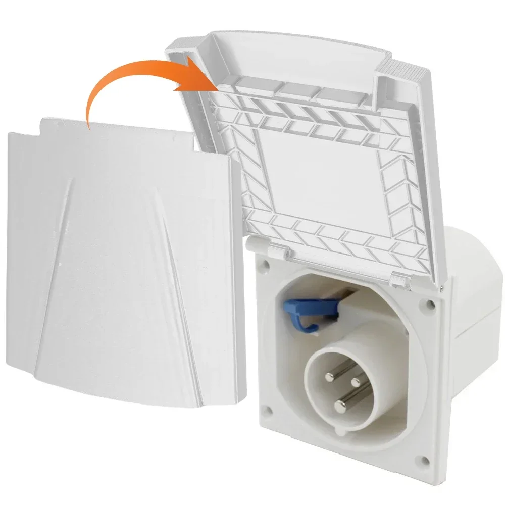 Motorhome Electric Hook Up Socket Flap Lid Cover Replacement Outdoor RV White Plastic Built-In Caravan Camper Van Accessories