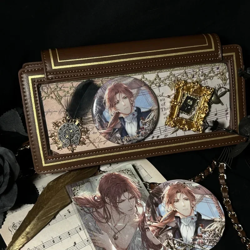 Women Handbag Rose Y2K Itabag Anime PU Leather Itabag Brown Shoulder, Crossbody Bag Envelope Clear Window Display Pouch Cosplay