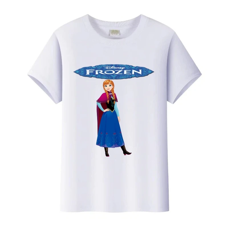

Винтажные футболки с рисунком Disney «Холодное сердце» Анны и Эльзы, летняя женская футболка, семейная блузка, детская футболка, одежда для девочек, готические белые топы