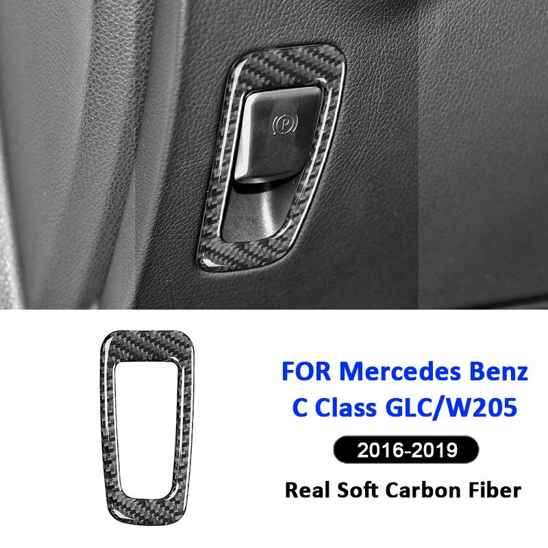 

Carbon Fiber Car Park Button Switch Panel Trim Frame Interior Decoration Sticker For Mercedes Benz 2016-2019 C Class GLC W205