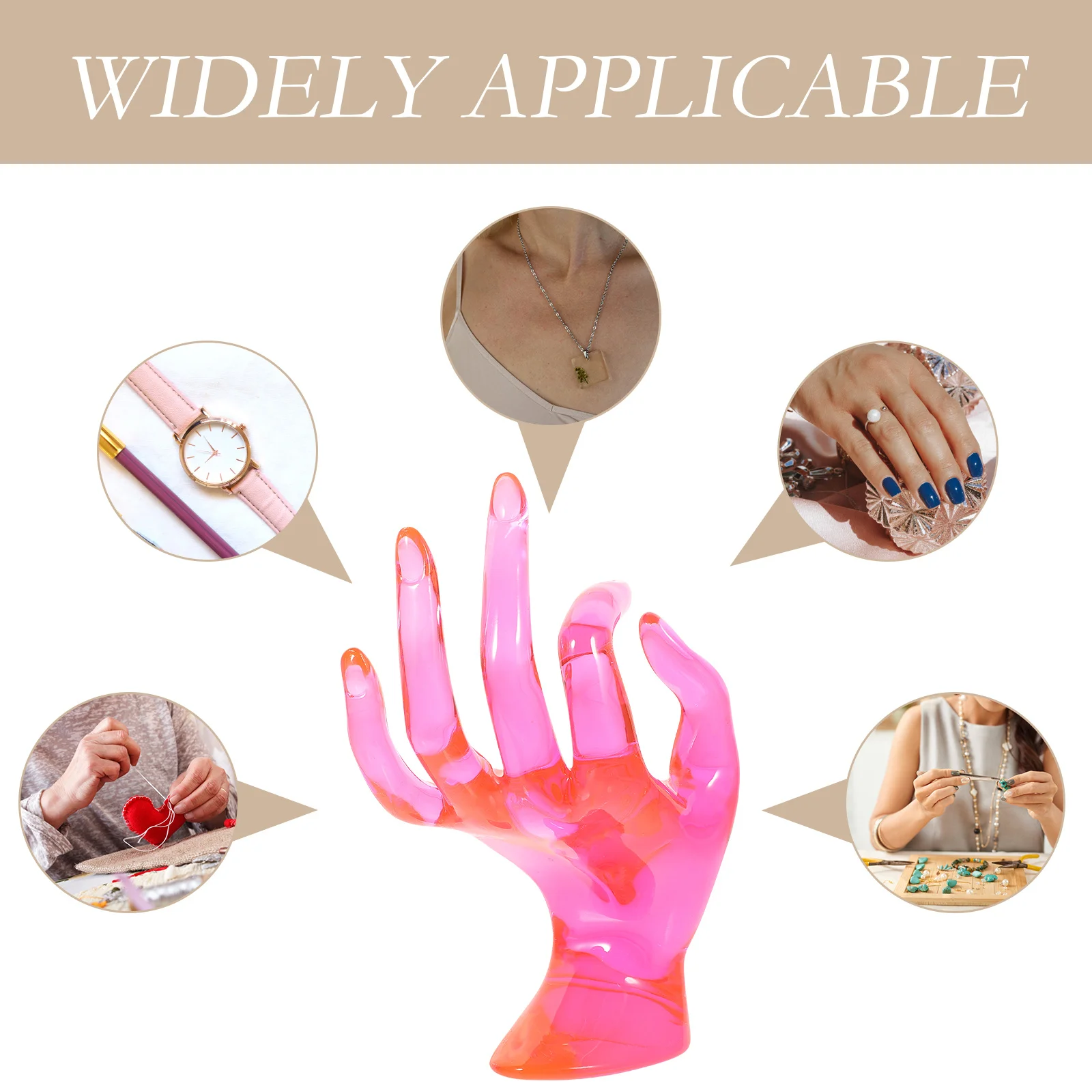 

Jewelry Display Rack Ring Holder Hand-Shaped Resin Material Desktop Jewelry Stand Multi-Function Holder for Rings Bracelets