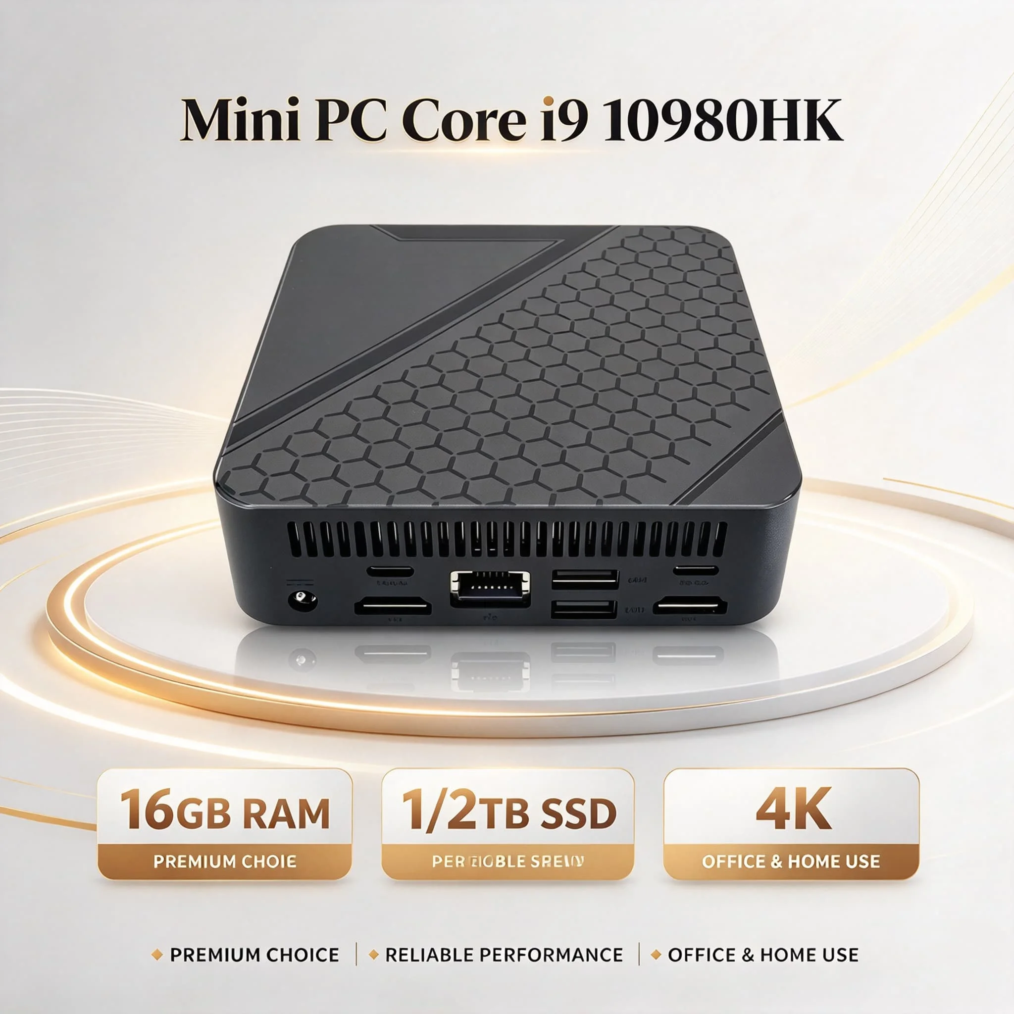 2026 Intel i9 10980HK Portable Mini PC 16GB M.2 NVMe SSD Triple 4K Screen Output WiFi6 Silent Cooling Office Desktop Computer