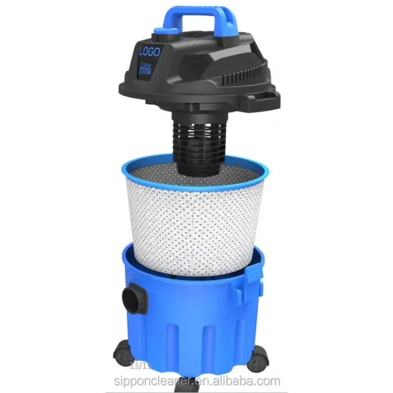 Commercial Eco-friendly 10L Plastic Barrel Electric Wet Dry Vacuum Cleaner Blue  Color Box with PVC Bag for Car & Outdoor