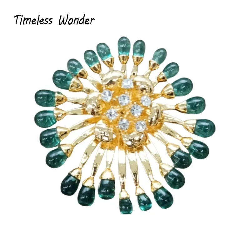 

Timeless Wonder Fancy Crystal Zircon Geo Floral Brooch Pins for Women Designer Jewelry Runway Top Punk Luxury Rare Gift Set 7569
