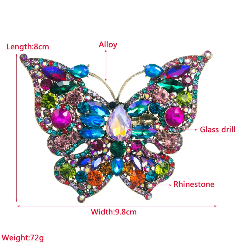 SKEDS Women Luxury Full Rhinestone Butterfly Brooches Pins Vintage Classic Crystal Insect Series Pin For Lady Party Jewelry