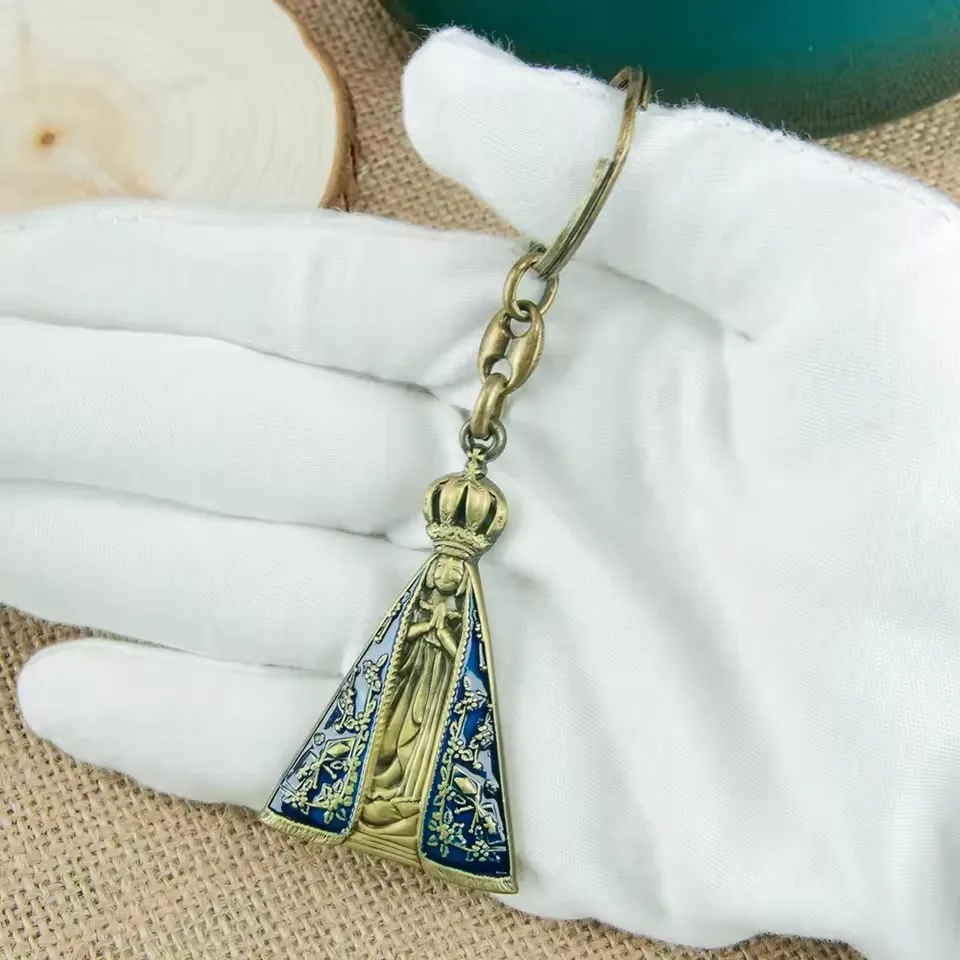 New 2026 Orthodox Accessory Prayer Pastor Metal Key Chains Mary Crown Icon Handbag Religious Key