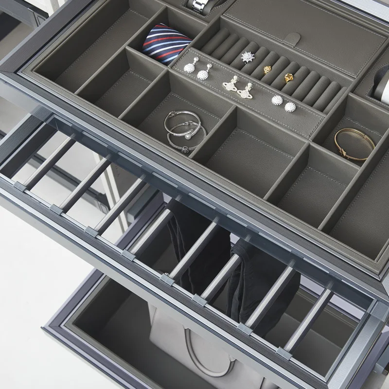 

Wardrobe basket drawer type cloakroom layered lattice pumping push-pull storage hardware built-in pants rack wardrobe hardware