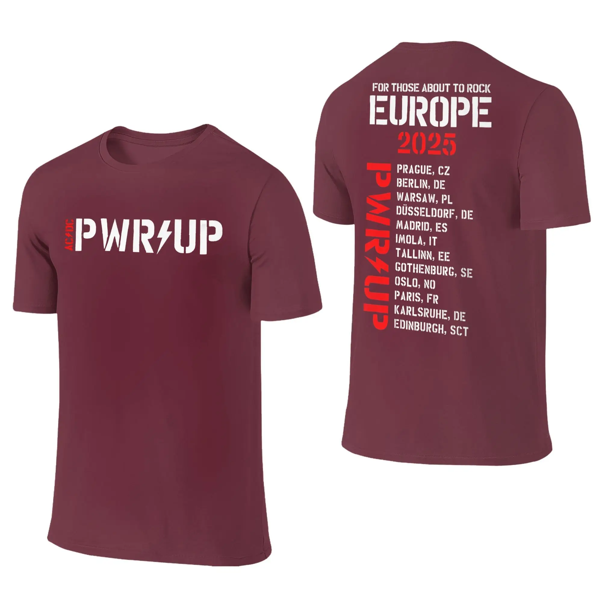 

AC Pwr Up World Tour DC EUROPE 2025 футболки с графическим принтом для мужчин и женщин 100% футболка одежда