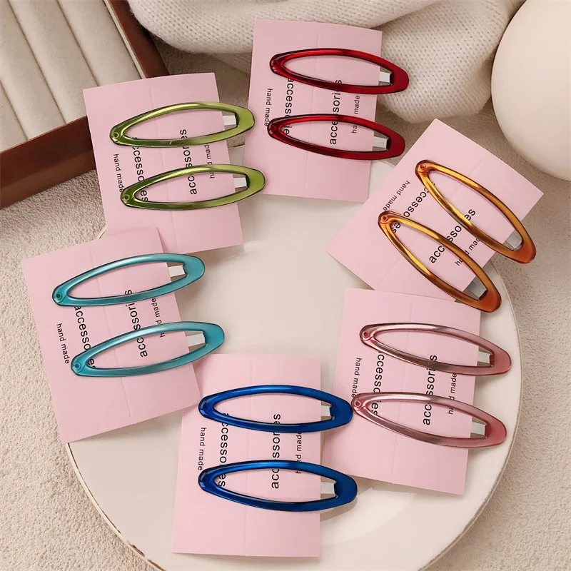 Fresh Ice Transparent High Texture Dripping Oil Geometric Oval BB Clip Broken Hair Bangs Clip Girl Hairpin Hairpin Headdress