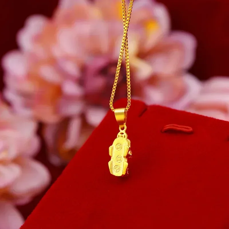 

9999 Real Gold 24K Gold Edition Money Small Pixiu Necklace 24k Gold Ancient Method Small Pixiu Pendant Necklace