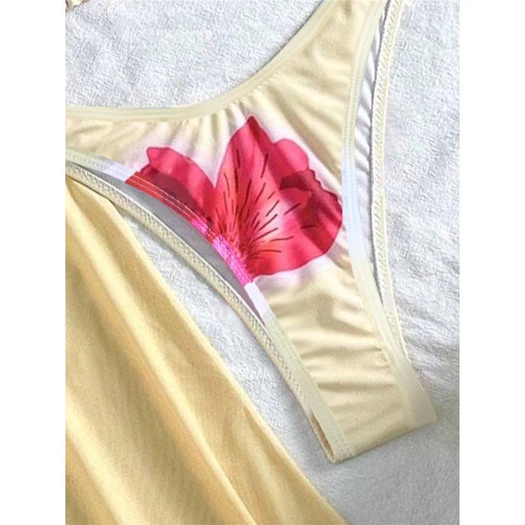XS - L, mit Blumenmuster, Neckholder-Bikini, Damen-Badeanzug, dreiteiliges Bikini-Set, Damen-Badebekleidung, Badeanzug, Badebekleidung, Schwimmbekleidung V6800 – Detail 15
