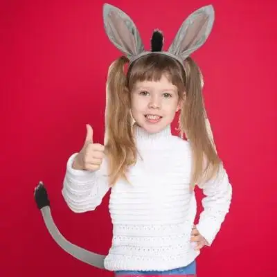 Diadema de burro, conjunto de cola, accesorios de disfraz de animales para niños y adultos, recuerdos de fiesta de zoológico de granja, Halloween, Pascua, cumpleaños