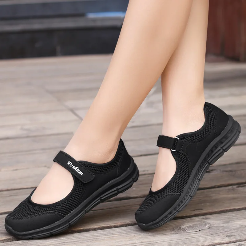 Summer Women Shoes Mesh Breathable Sneakers Women Casual Flats Shoes Plus Size Walkign Shoes Knitted Sport Shoes