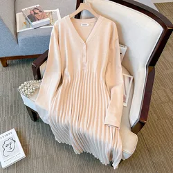 100/150/175kg Big Size Women Clothing Bust 150/160cm Women Loose Long Sweater Dresses Oversize A-line Dress Women Kniited Dress