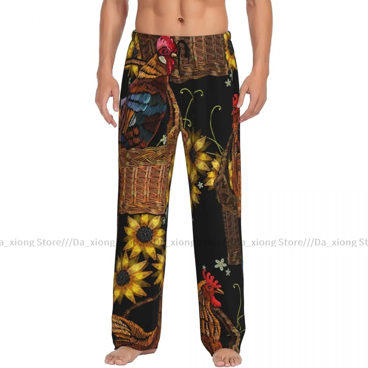 Men's Sleepwear Loose Sleep Pants Pajamas Chicken Rooster Long Lounge Bottoms Casual Homewear