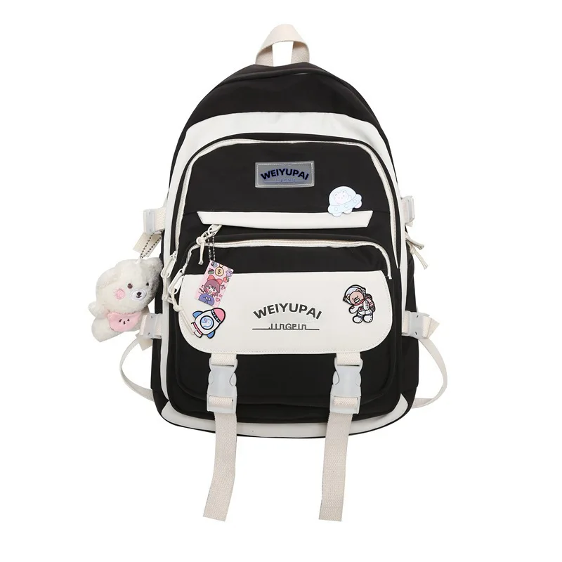 5pcs/set Kawaii Women Backpack Korean Cute Girl Bookbags Large Capacity Teenage Student School Bag Casual Canvas Travel Rucksack