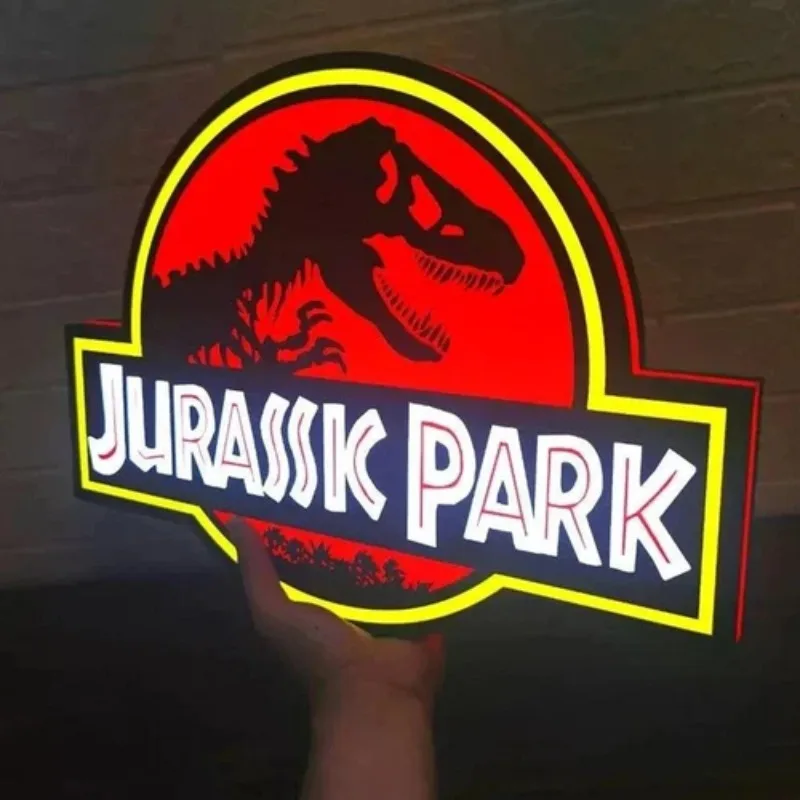 

Jurassic Park Dominion Logo LED Nightlight Gift 3D Print The Lost World Lightbox Custom Wall Decor for Kids Illuminated Gaming