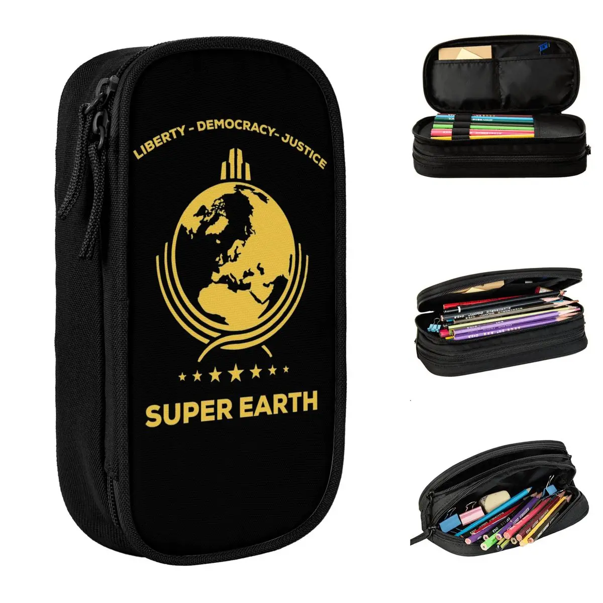 

Super Earth Diving Into Hell Pencil Case Helldivers Pencilcases Pen Box for Student Large Storage Bag Students School Stationery