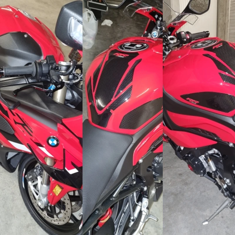 

Fuel Tank Pad Kit Sticker Tank Side Oil Gas Cap Cover Protector 3D Carbon Fiber Motorcycle Decal For BMW S1000RR 2019 2022 2023