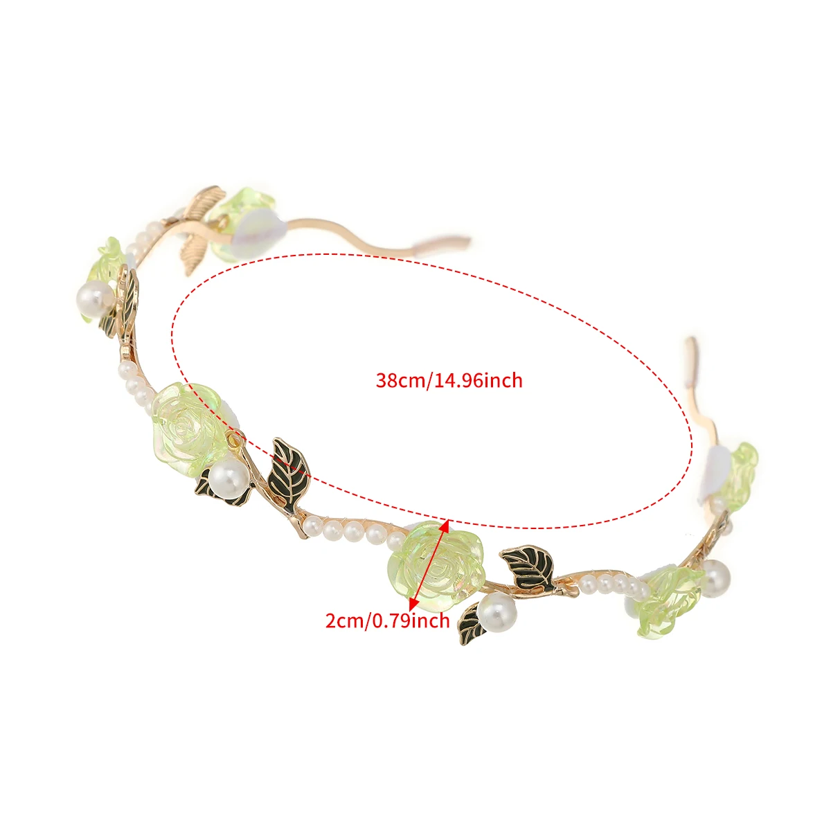 Resin Rose Green Leaf Headband Blue Flower Hair Hoops Bezel Headband Women Elegant  Pearl Fashion Hair Accessories Headwear