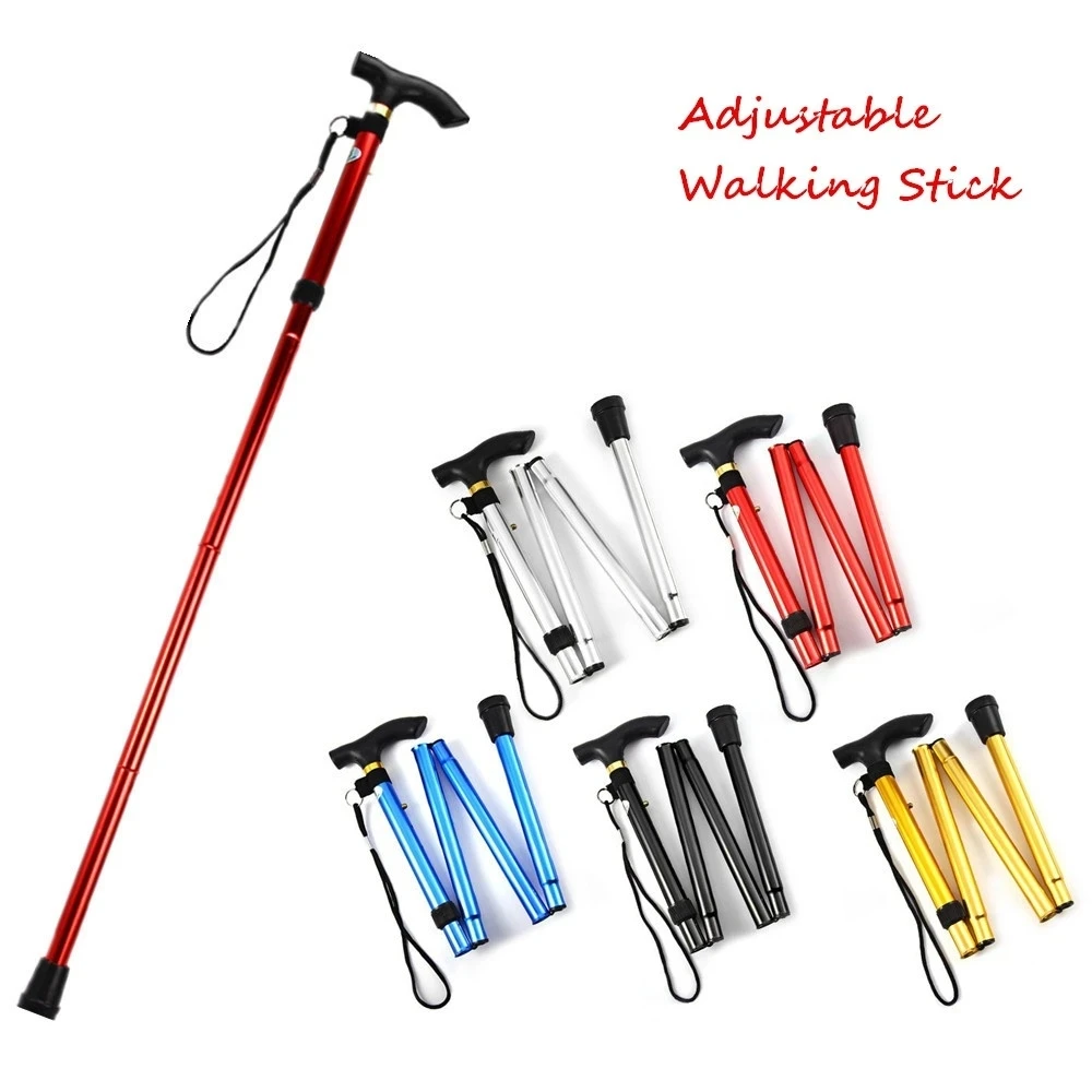 Outdoor Folding Lightweight Foldable Easy Folding Aluminum Metal Walking Sticks Mountain-Climbing