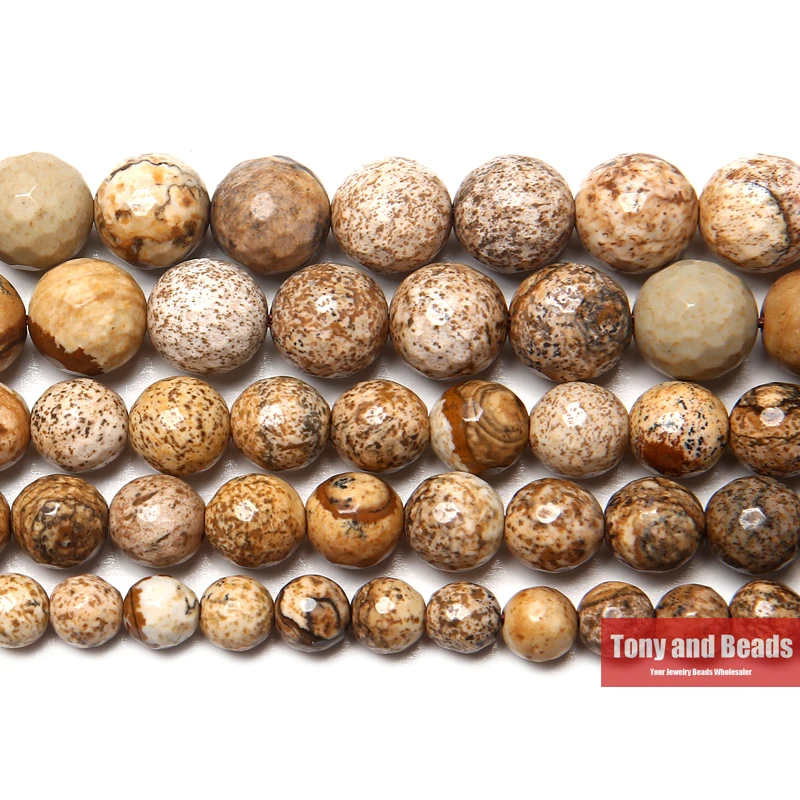 New Arrival Faceted Picture Jasper Beads 15\