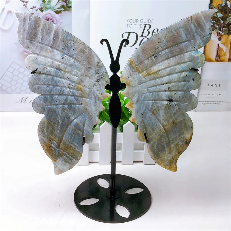 

Natural Labradorite Butterfly Wings Crystal Healing Gemstone Crafts For Girl Birthday Present Decorations Gift 1pair