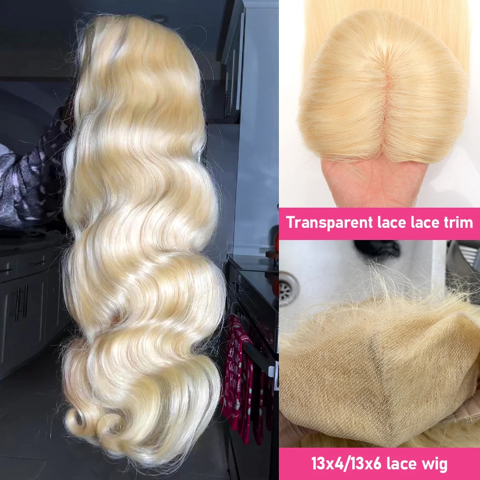 Perucas brasileiras do cabelo humano da onda do corpo para mulheres, louro, HD, frontal transparente do laço, 30, 40 Polegada, 613, 13x6, 13x4, parte dianteira do laço