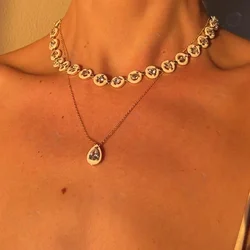 White Enamel Geometric Round Dot With Various Shaped White CZ Charm Gorgeous Fashion Women Choker Necklace New