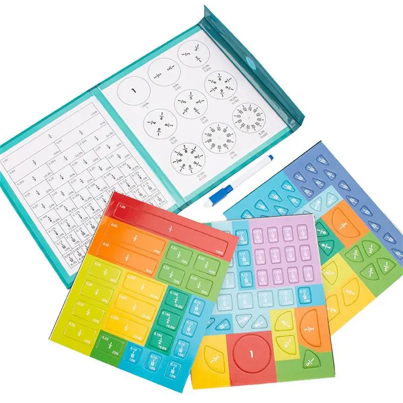 Juguetes de aprendizaje de matemáticas de fracción magnética para niños, juego de libros de fracciones de madera, material didáctico parroquial, juguetes educativos de aprendizaje aritmético