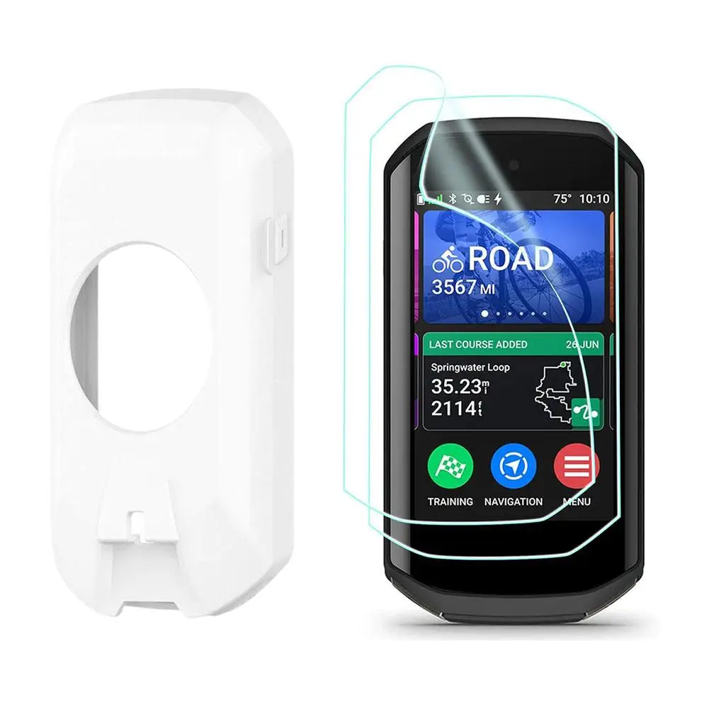 Compatibile con Garmin Edge 1050 Custodia Pellicola trasparente in TPU + Custodia protettiva in silicone (custodia + 2 pellicole) W5W8