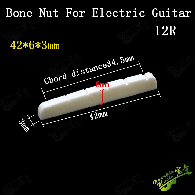 Echter geschlitzter Knochensattel für E-Gitarre, oberes Saitenkissen (unterer flacher Sattel 42/43*3,4*6) HUATOOL – Detail 19